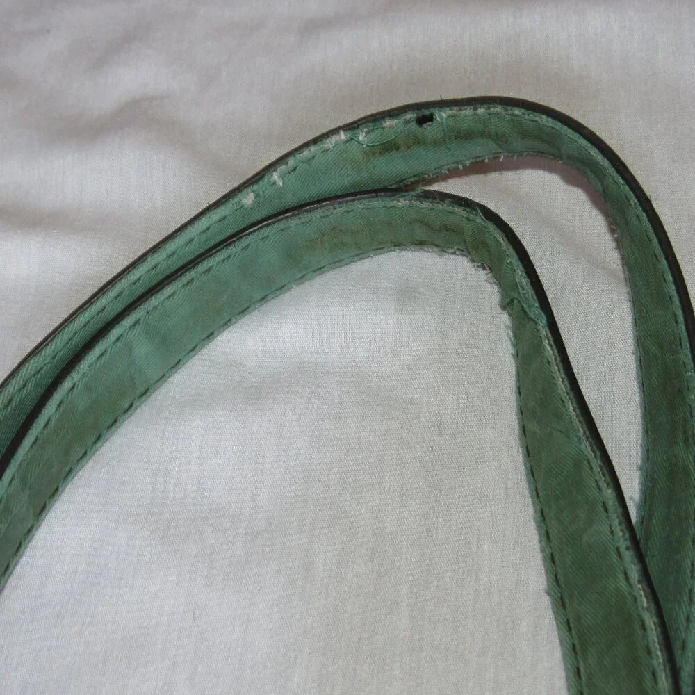 Vtg Lucky Brand Y2K Rocken Ruffles Distressed Leather Shoulder Bag Purse Green - Picture 4 of 6